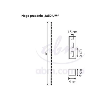Noga przednia regału MEDIUM 142 cm (profil 40x40)